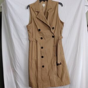 a new day Double-Breasted Sleeveless Brown Trench Coat